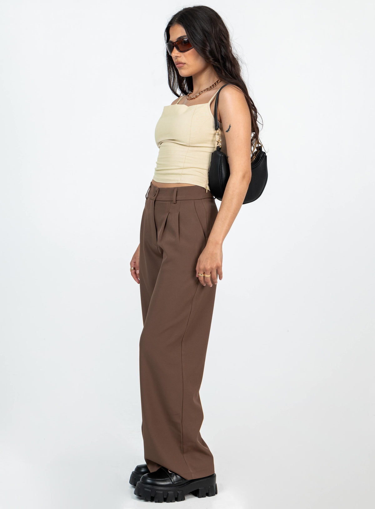 product Princess Polly High Waisted Pants  Archer Pants Brown Petite