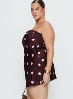 Phillipa Mini Dress Plum / Pink Polka Dot Curve