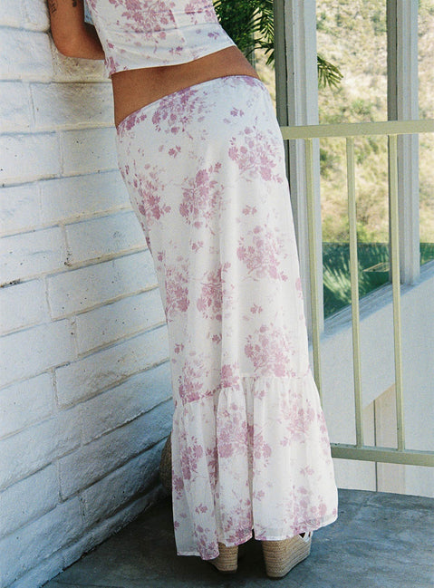 back view of model wearing Princess Polly Modern Girl Maxi Skirt Pink Maxi Skirts Skirts 