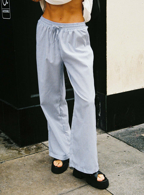 Holiday Tie Front Pant Blue/ White Stripe High Rise Pants Pants 
