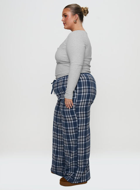 In The Morning Sleep Pant Blue Check Curve