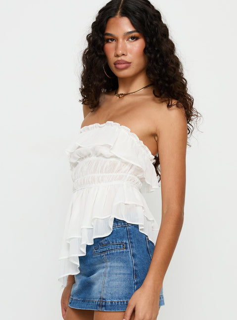 Ginnilee Strapless Frill Top White