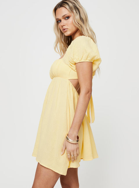 product Princess Polly Square Neck  Let's Dance Mini Dress Yellow
