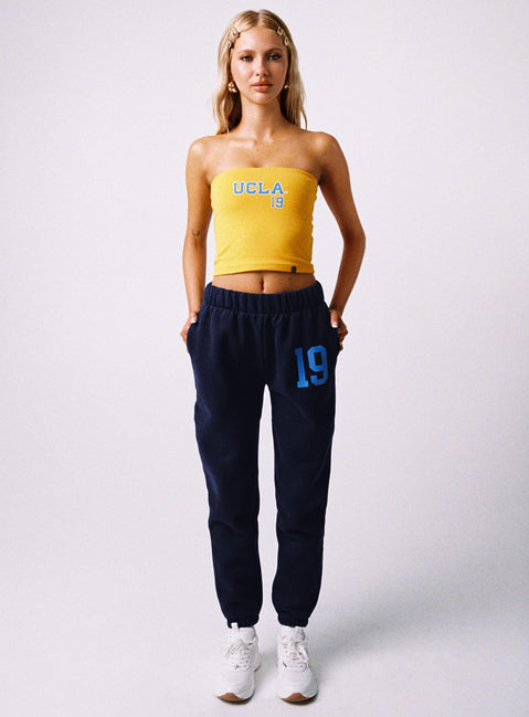 front view of model wearing Princess Polly UCLA Sweatpants Navy High Rise Pants Pants 