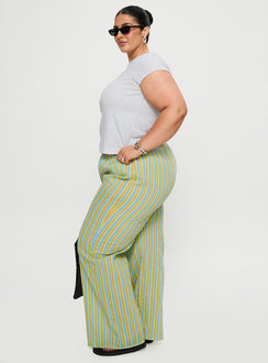 side view of model wearing Princess Polly Limestone Pants Multi Curve High Rise Pants Pants 