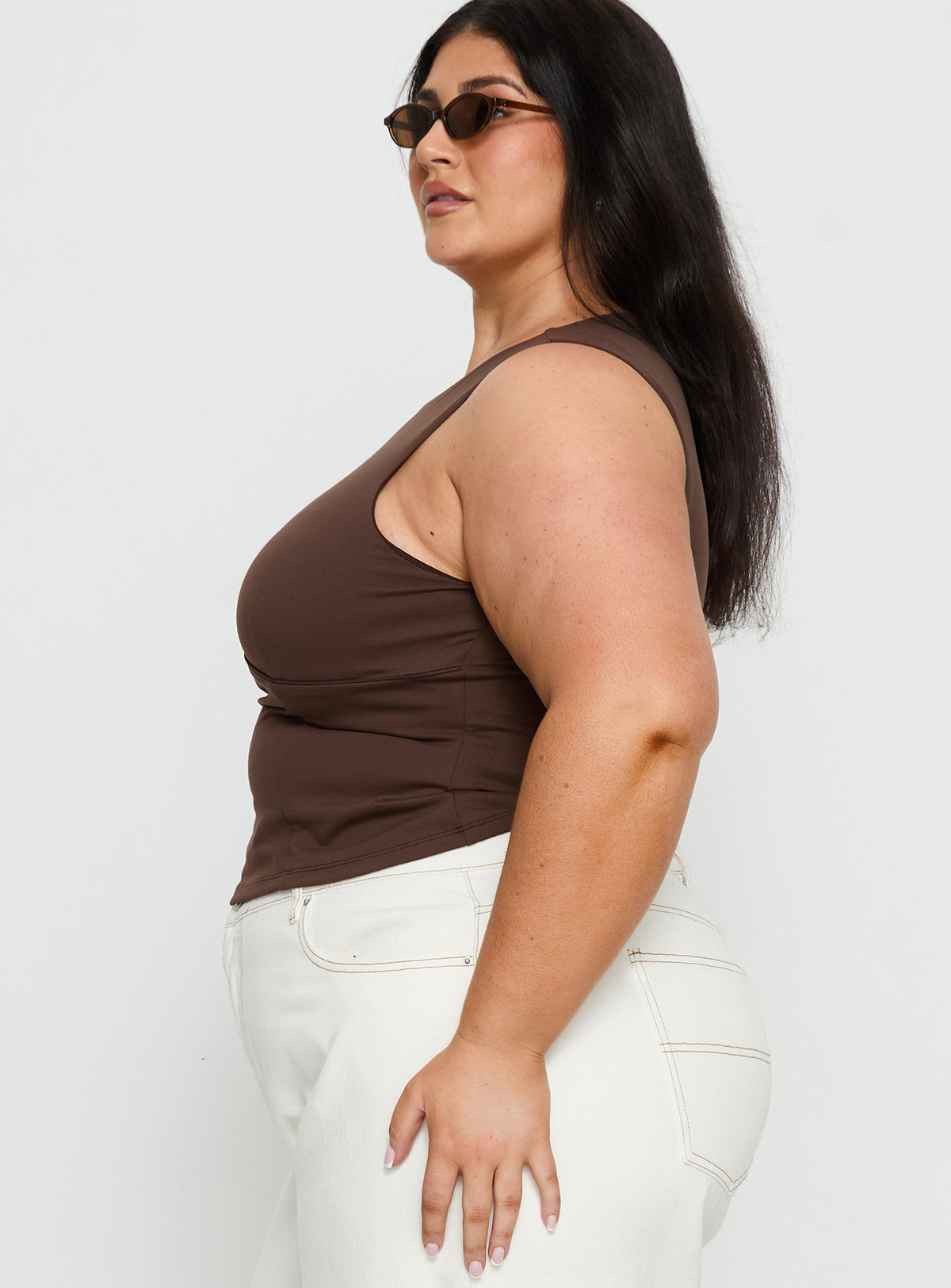 Georgetta Bust Detail Cami Top Brown Curve