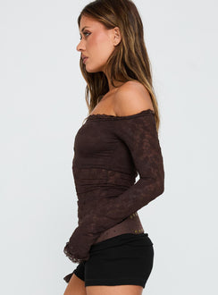 Mochapella Off The Shoulder Top Brown