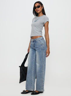 Skipper Low Rise Wide Leg Jeans Vintage Blue Low Rise Jeans Jeans 