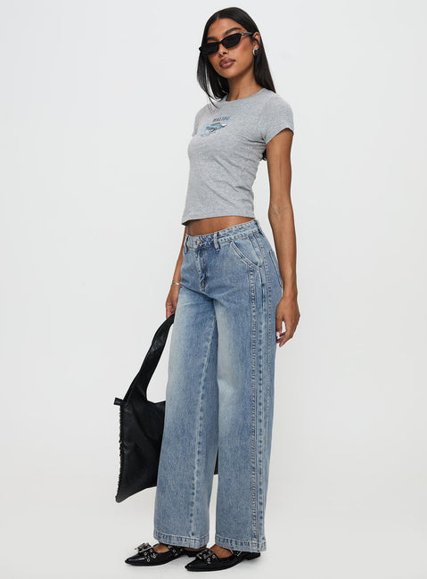 Skipper Low Rise Wide Leg Jeans Vintage Blue Low Rise Jeans Jeans 