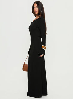Kloey Long Sleeve Knit Maxi Dress Black