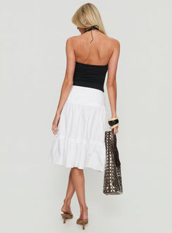 Cascades Low Rise Midi Skirt White
