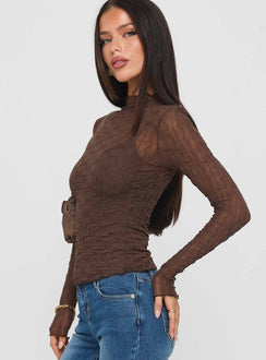 Fabiana Layered Long Sleeve Top Brown