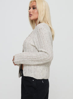 side view of model wearing Princess Polly Lenker Knit Jumper Grey Longline Jumpers Jumpers 