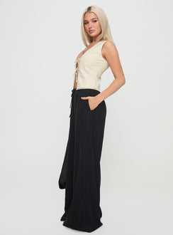 side view of model wearing Princess Polly Barbieri Pants Black High Rise Pants Pants 