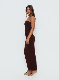 Signature Move Strapless Maxi Dress Chocolate Brown