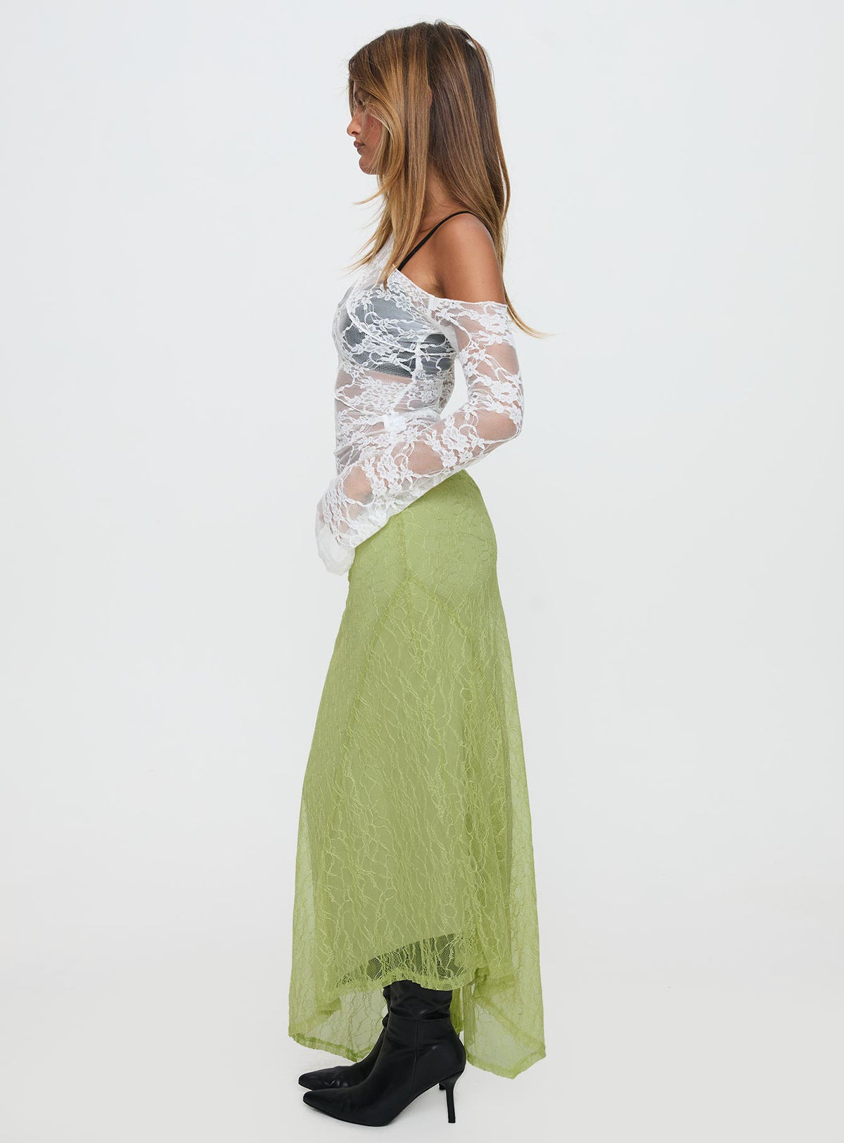 product Princess Polly Dreamcatcher Lace Maxi Skirt Green Maxi Skirts Skirts 