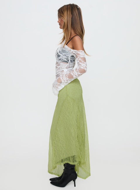 product Princess Polly Dreamcatcher Lace Maxi Skirt Green Maxi Skirts Skirts 