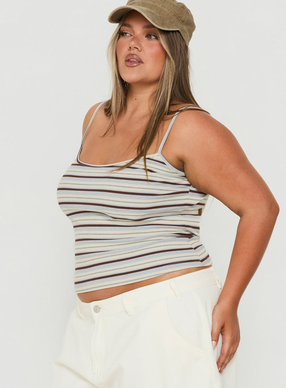 Elzie Knit Cami Tank Multi Stripe Curve
