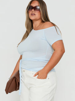 Kastor One Shoulder Short Sleeve Top Pale Blue Curve