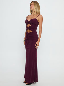 Amilya Cut Out Maxi Dress Plum