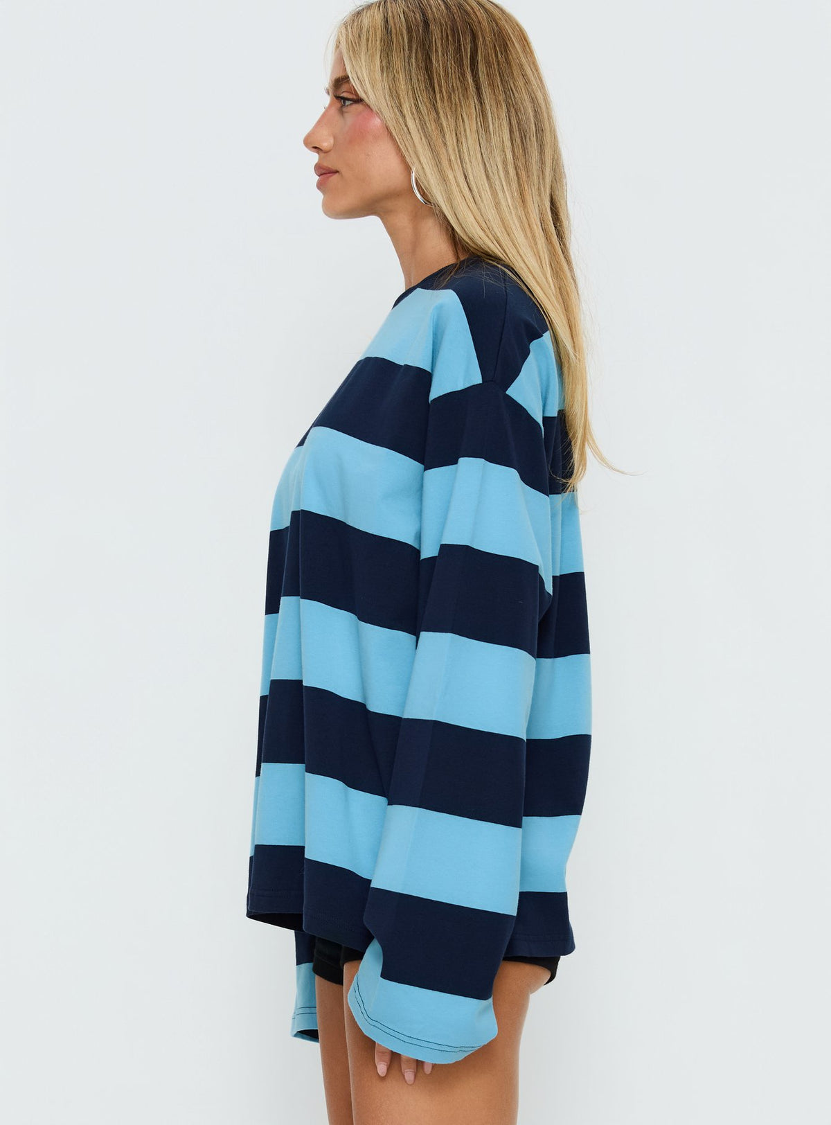 Settle Down Long Sleeve Top Blue Stripe
