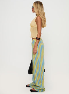 side view of model wearing Princess Polly Limestone Pants Multi Low Rise Pants Pants 