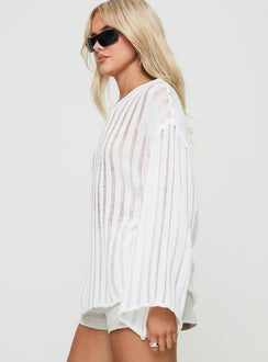 side view of model wearing Princess Polly Ambra Sweater White Jumpers 