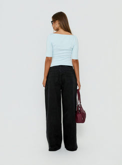 Naylor Mid Rise Wide Leg Jeans Washed Black Tall