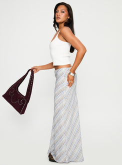  side view of model wearing Princess Polly Quianna Maxi Skirt Multi Maxi Skirts Skirts 