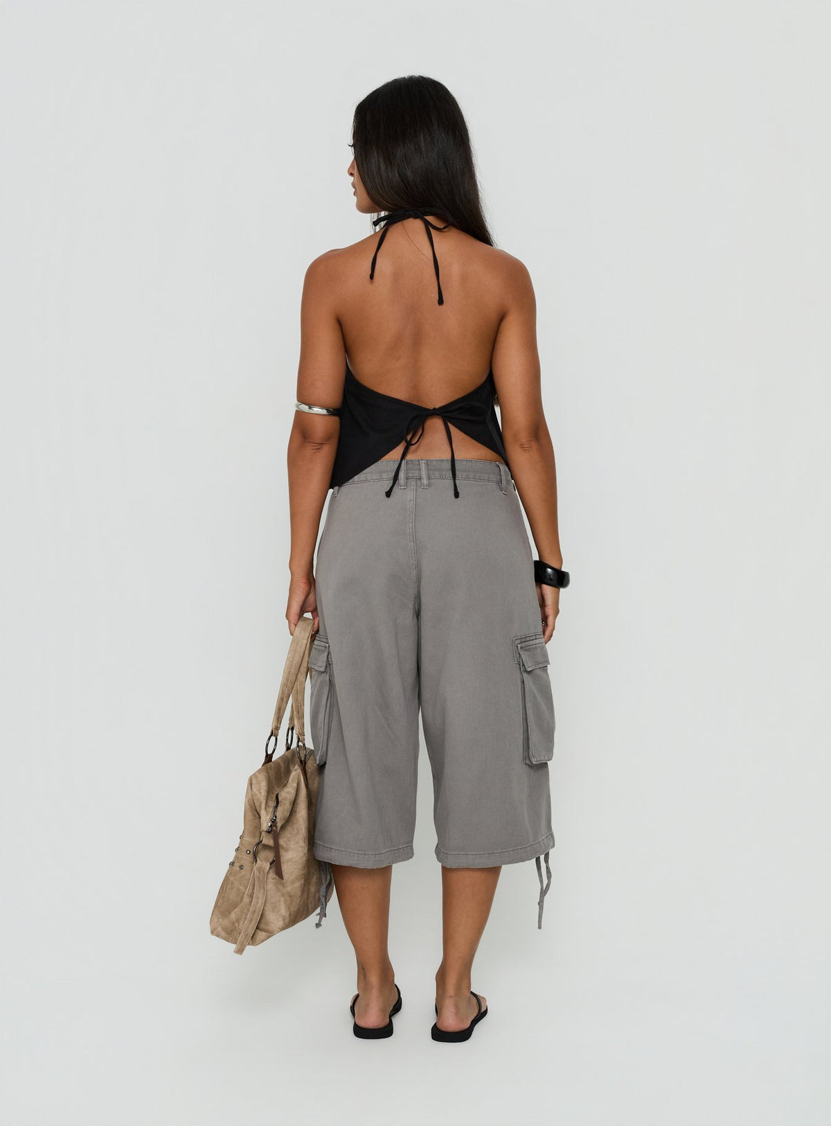 Hudsen Longline Cargo Shorts Charcoal Petite
