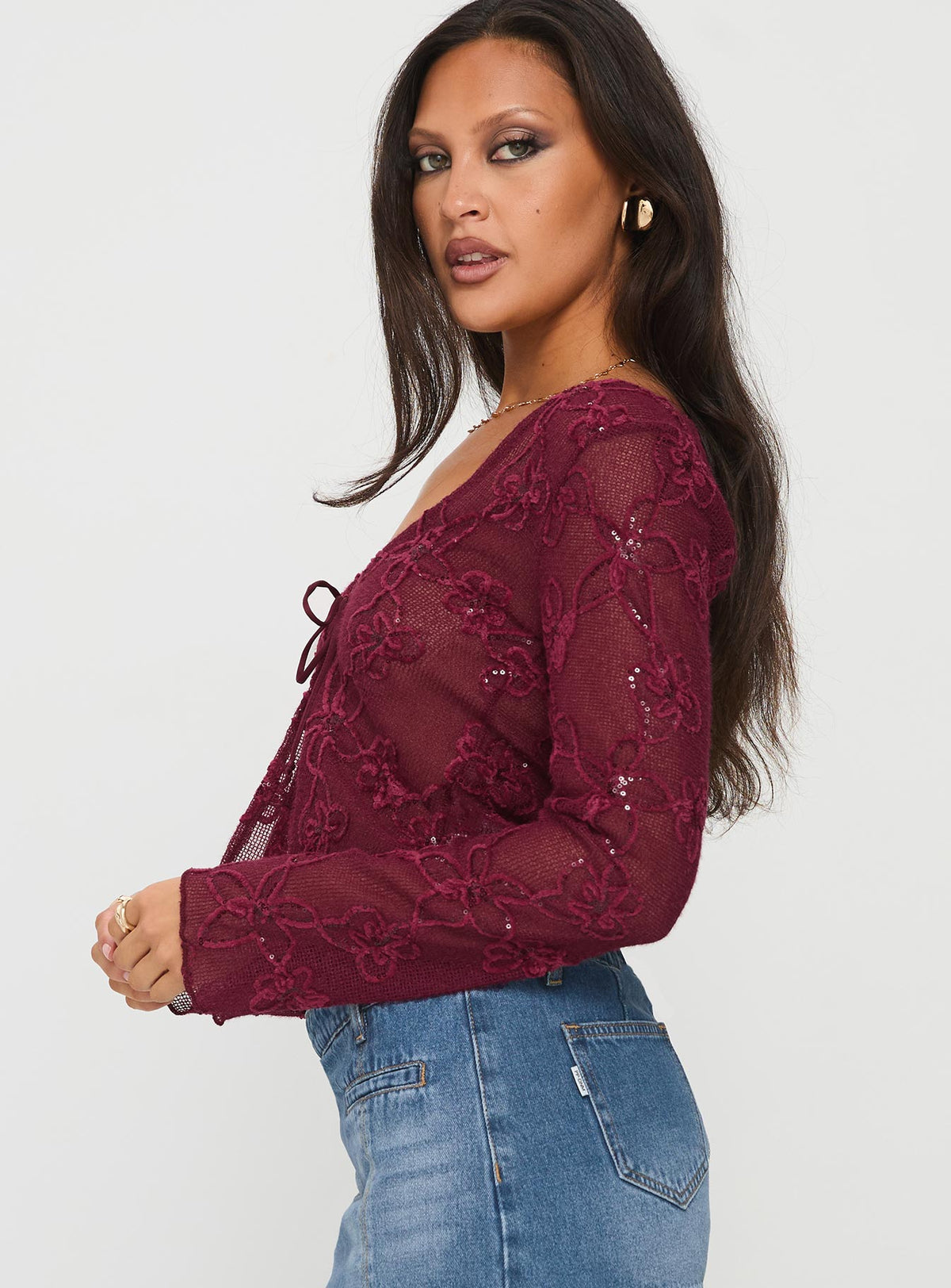 Sukita Long Sleeve Top Burgundy
