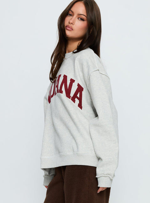 side view of model wearing Princess Polly When In Indiana Jumper Grey Jumpers 