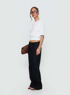 Designed with Buenos No Waist Low Rise Straight Leg Jeans Raw Denim Petite womens-jeans featuring belt and gold detailing product Princess Polly