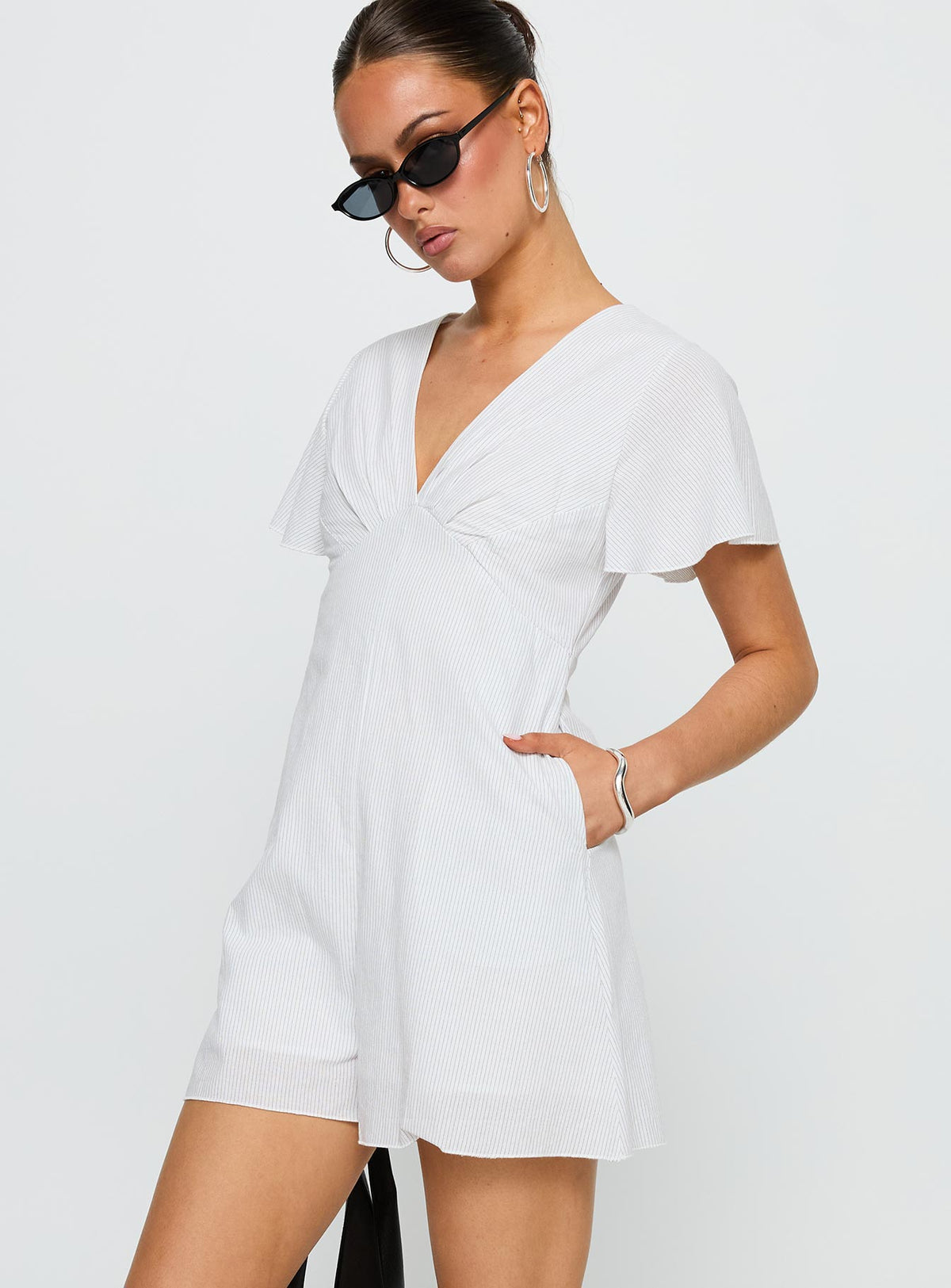 Full Of Strangers Playsuit White Stripe