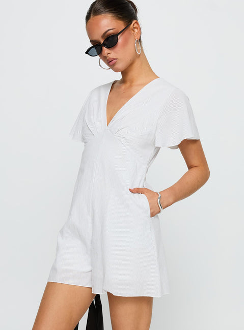 Full Of Strangers Playsuit White Stripe
