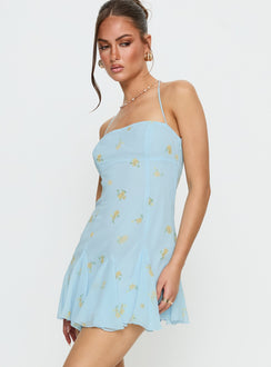 Delamere Mini Dress Pastel Blue Floral