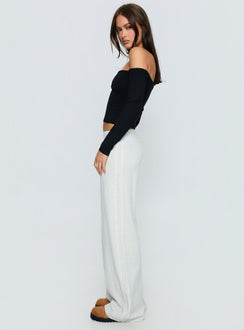 side view of model wearing Princess Polly Ascenda Straight Leg Track Pant Grey Marle Mid Rise Pants Pants 