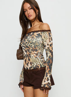 Mochapella Off The Shoulder Top Animal