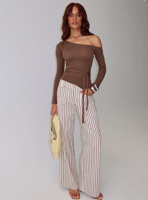 Vendi Low Rise Pant Brown Stripe Low Rise Pants Pants 