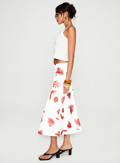   side view of model wearing Princess Polly Sun Soaked Midi Skirt Multi Midi Skirts Skirts 