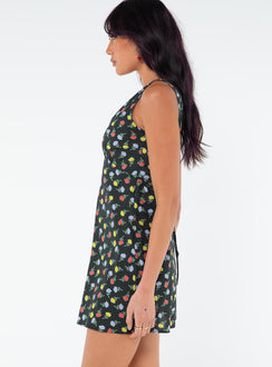 product Princess Polly Crew Neck  Nellie Mini Dress Black / Multi Floral