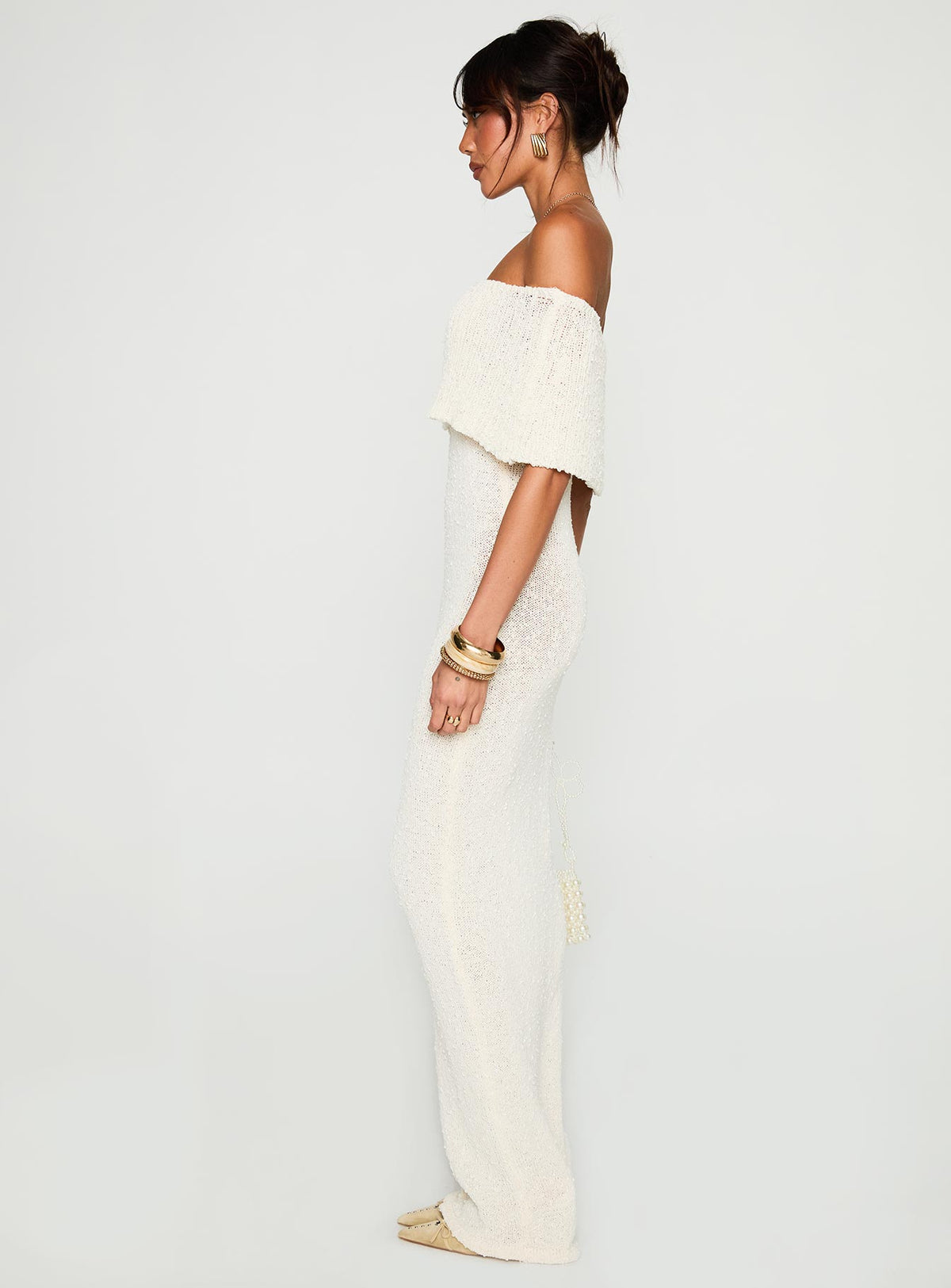 product Princess Polly Nixen Strapless Knit Maxi Dress Cream Straight Neck 