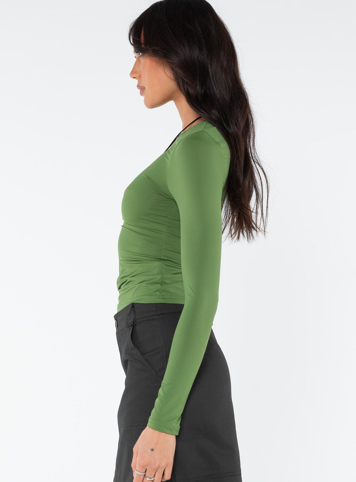 product Princess Polly Sleeveless High Neck  Arnim Long Sleeve Top Olive