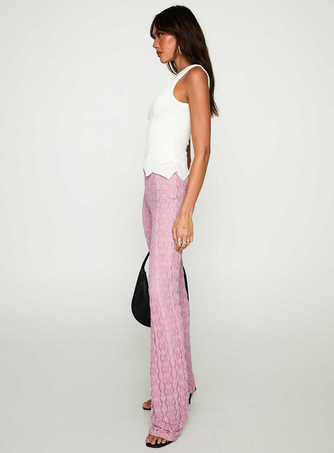 side view of model wearing Princess Polly Carnivale Pants Pink High Rise Pants Pants 