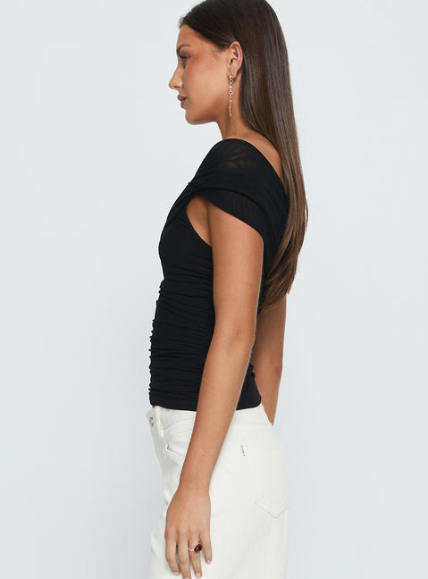 Keandra One Shoulder Top Black