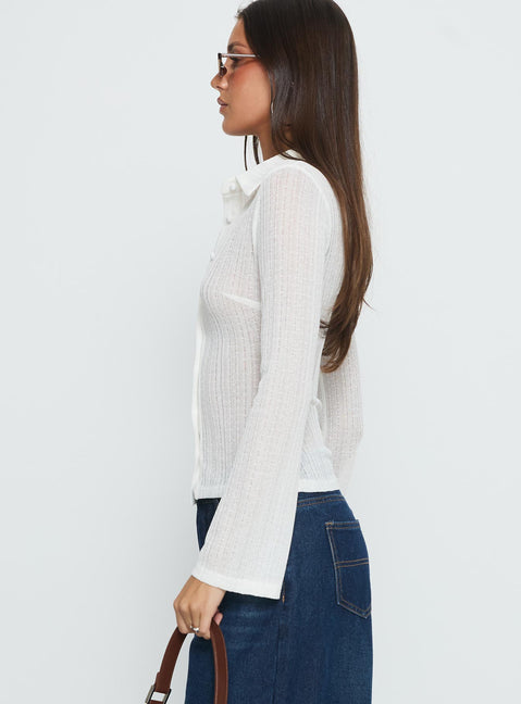 When You Sleep Long Sleeve Top White