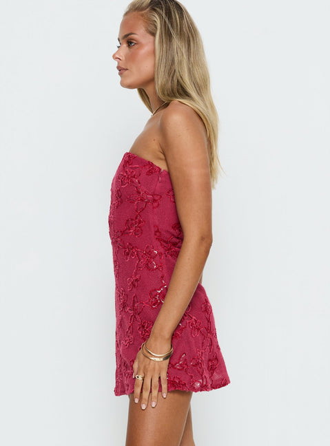 Mimosie Strapless Mini Dress Burgundy