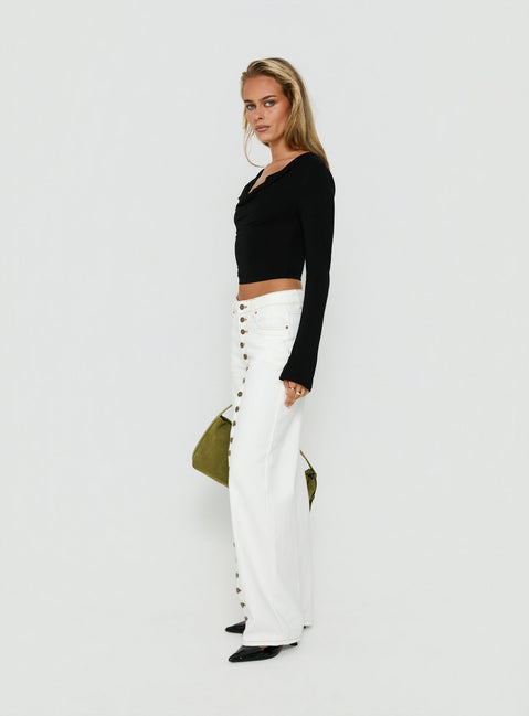 Designed with Penny Mid Rise Straight Leg Jeans White womens-jeans featuring mid-rise side view of model wearing Princess Polly