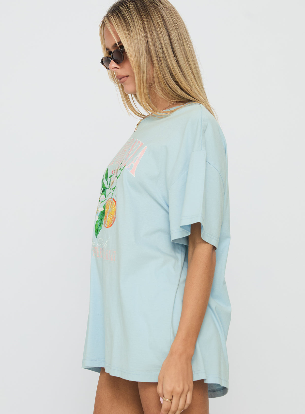 California Sugar Oversized Graphic Tee Blue