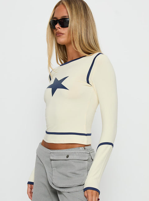 Starshot Long Sleeve Graphic Top Cream